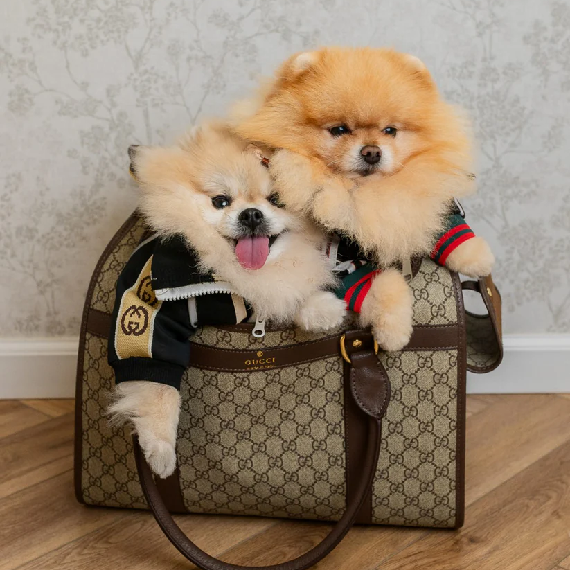 GG Brown Designer Letters Dog Airline Bag