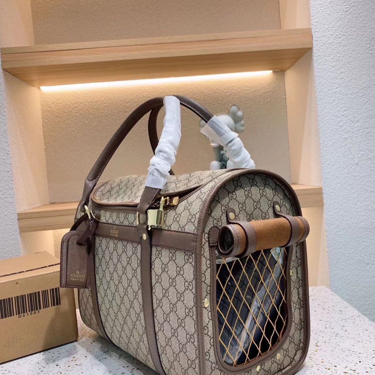 GG Brown Designer Letters Dog Airline Bag