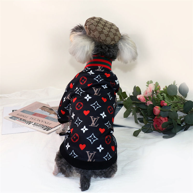 L-V luxury design pet dog jacket clothes