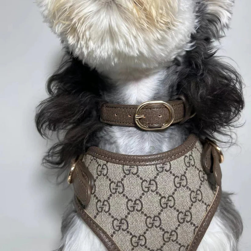 GG LEATHER POOCHI HARNESS, COLLAR & LEAD
