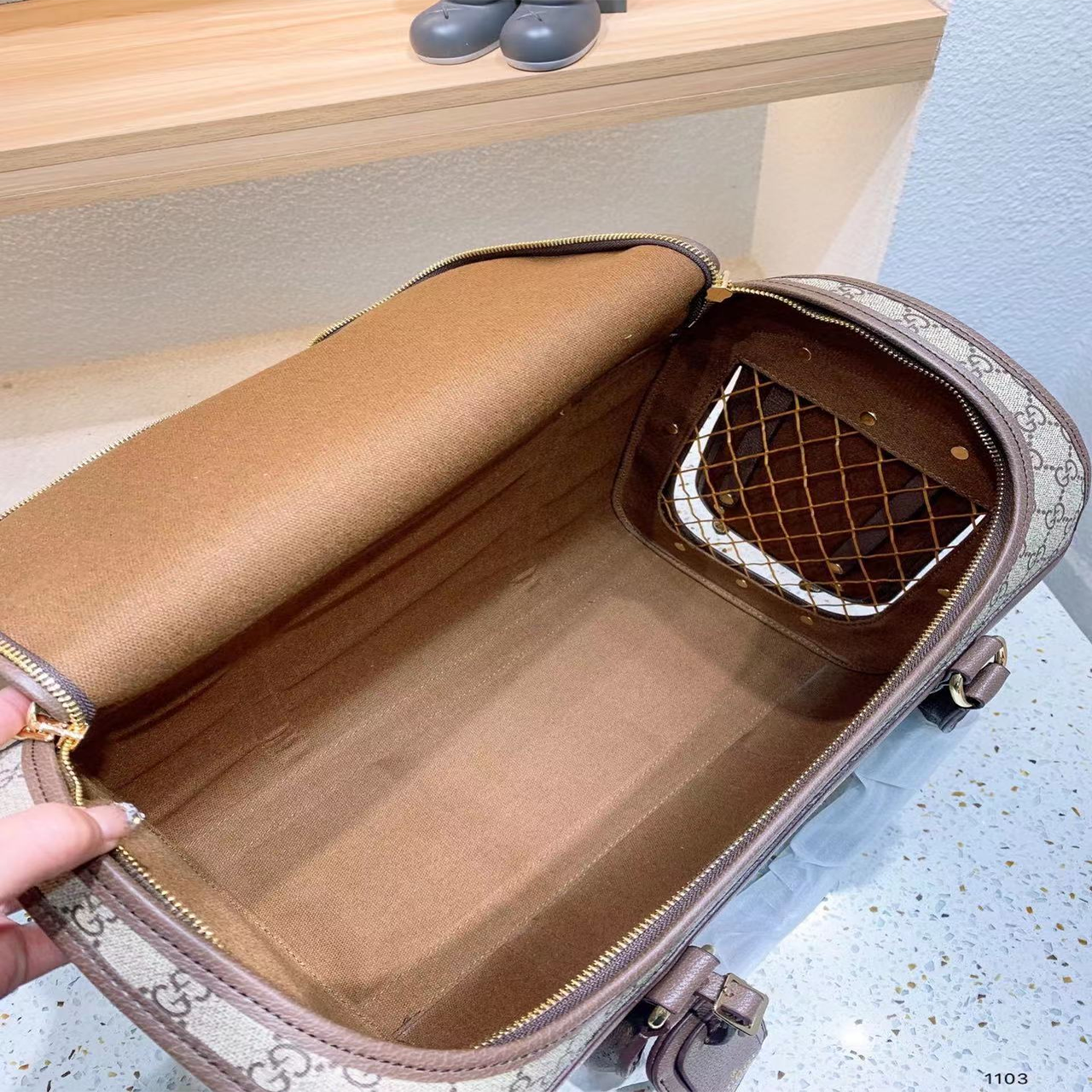 GG Brown Designer Letters Dog Airline Bag