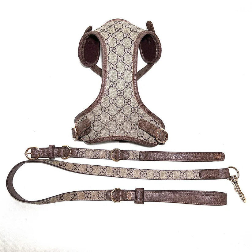 GG LEATHER POOCHI HARNESS, COLLAR & LEAD