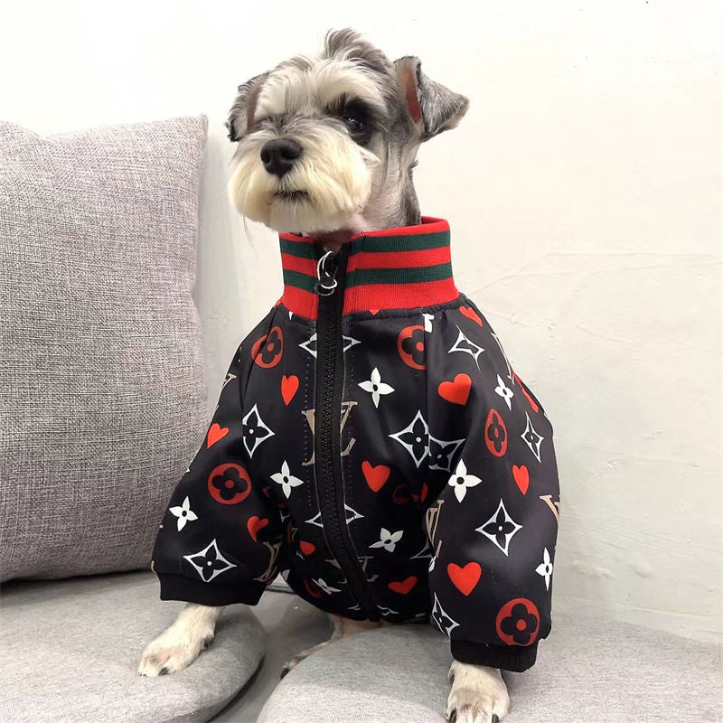 L-V luxury design pet dog jacket clothes