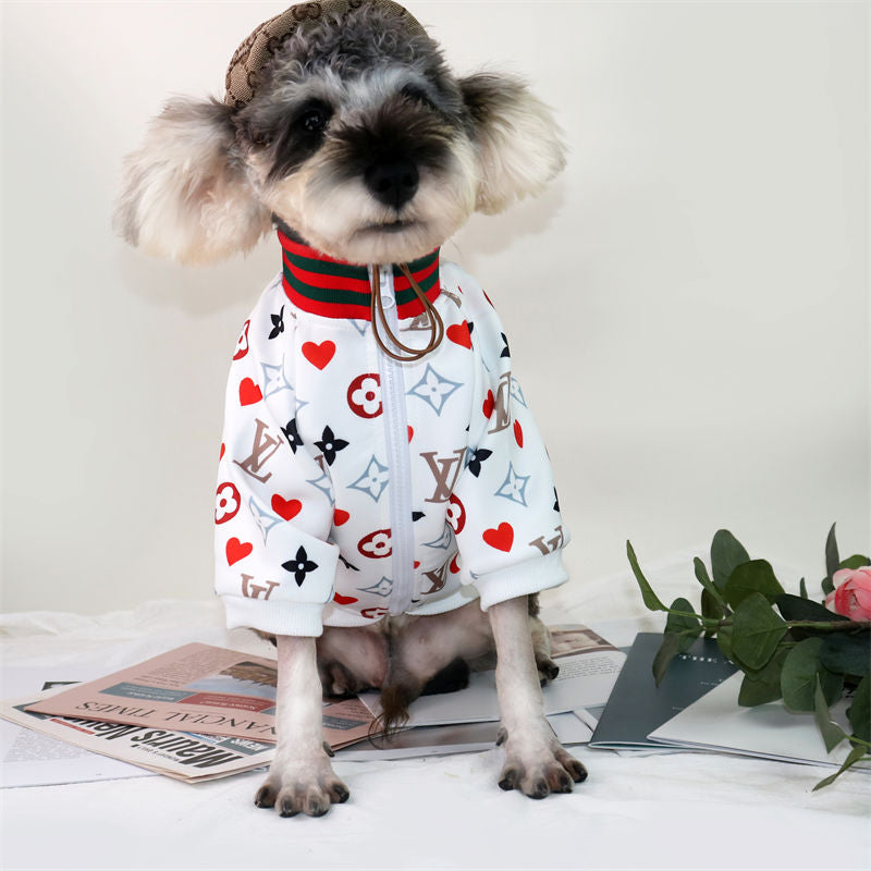 L-V luxury design pet dog jacket clothes