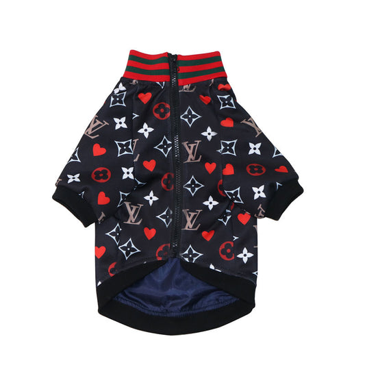 L-V luxury design pet dog jacket clothes