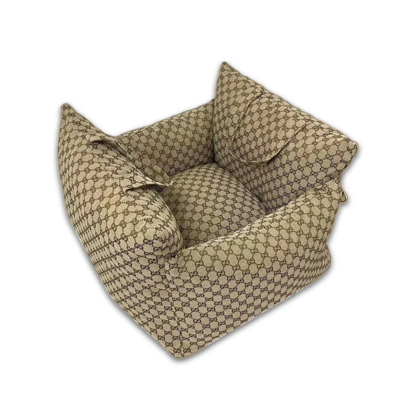 GG Brown Letters Dog Car Bed