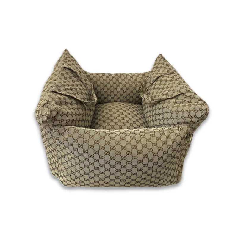 GG Brown Letters Dog Car Bed